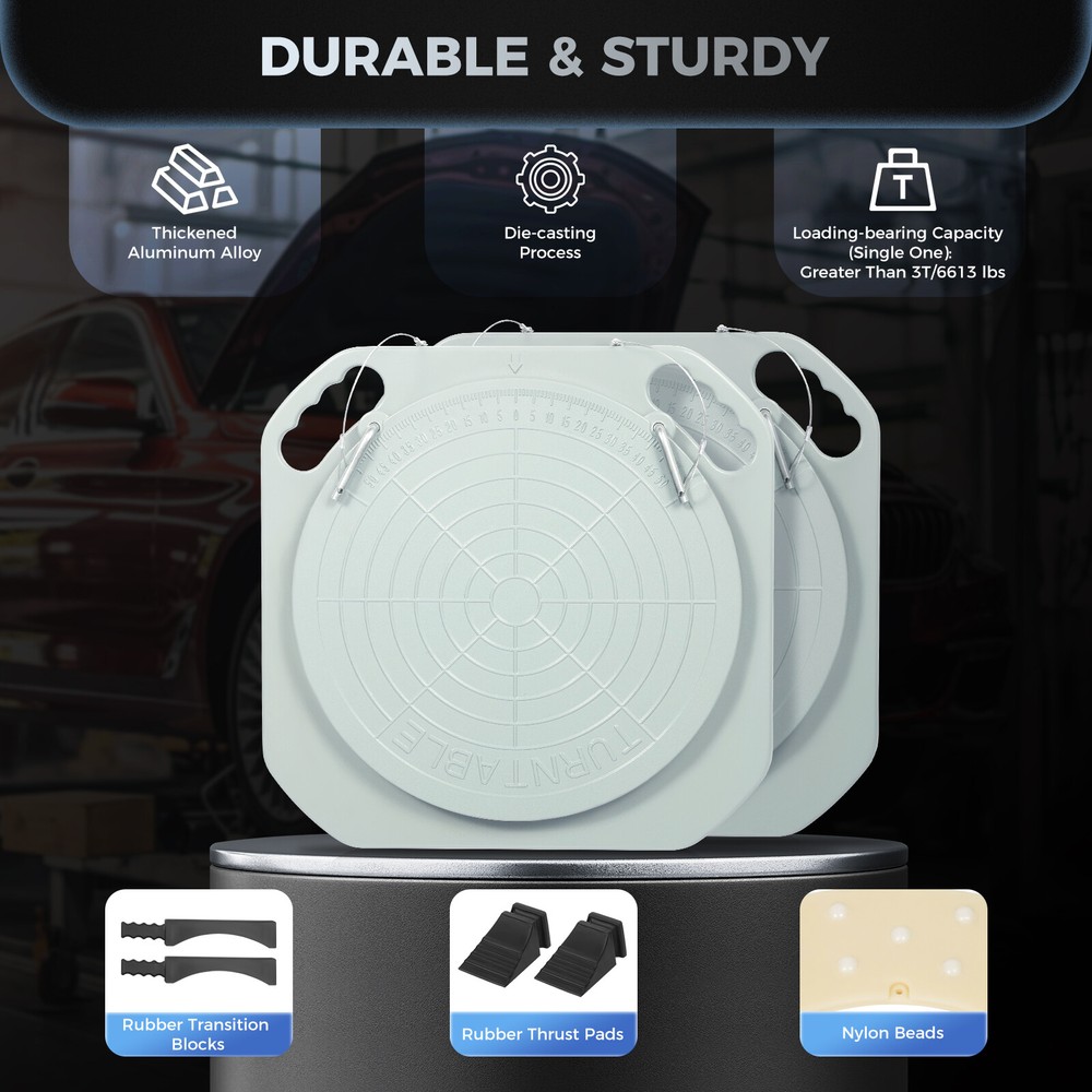 2pcs 5 Ton Front End Wheel Alignment Turntable Plate 360?? Rotating Plate Table