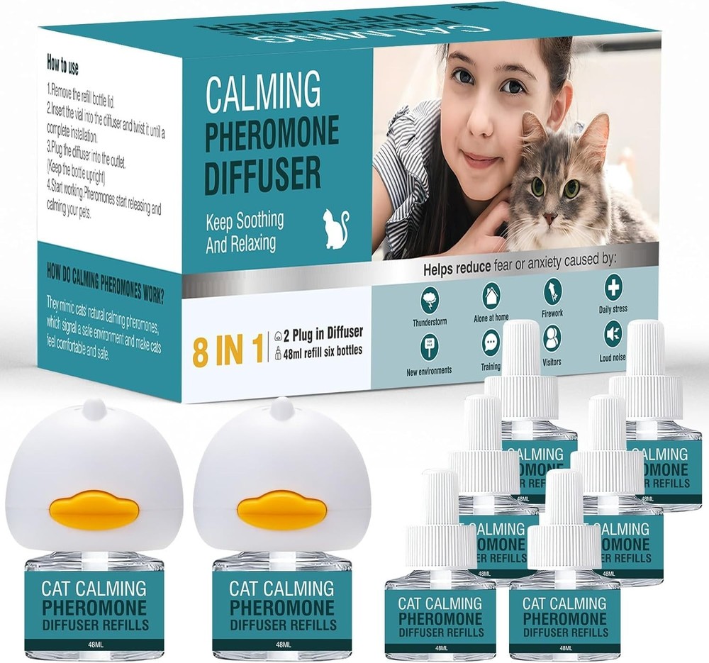 Cat Calming Diffuser 8 in 1 Multicat Pheromone Diffuser Pheromones to Calm St...