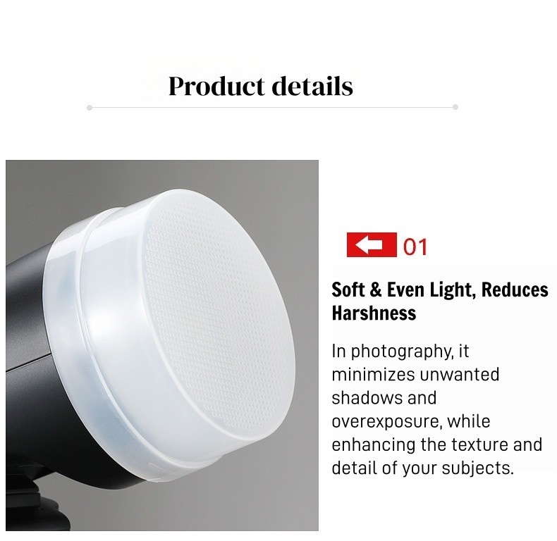 White Flash Diffuser Soft Light Box for Godox V1 AD100Pro AD200 AD200Pro Round