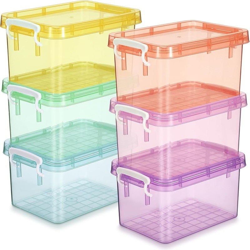 Stackable Clear Storage Bins Plastic Containers Toys Crafts Organization New