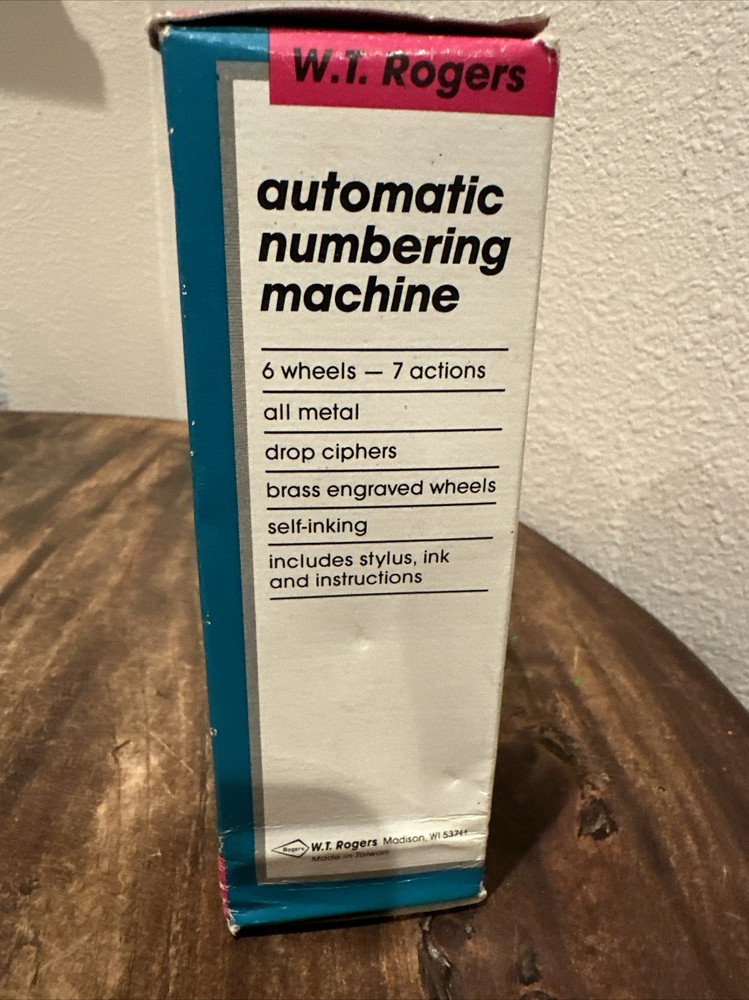 ROGERS AUTOMATIC NUMBERING MACHINE SELF INKING With Directions