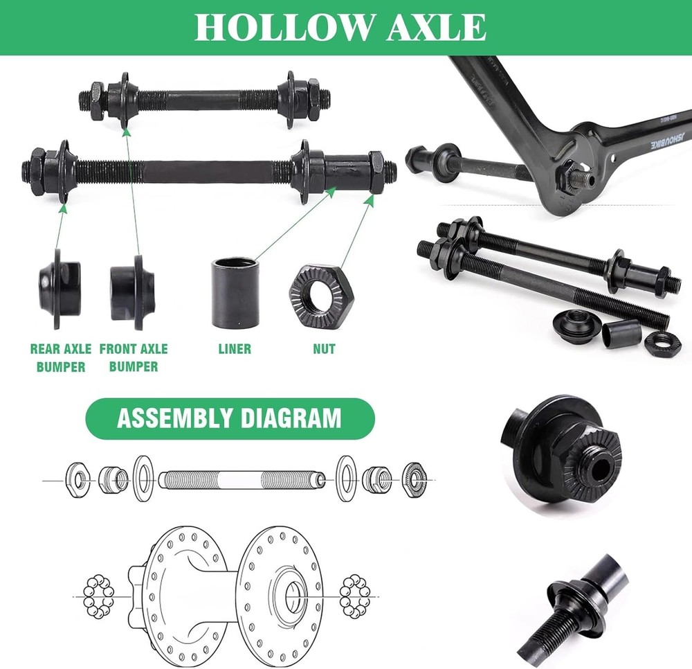 16Pcs 3 Size with Quick Release Skewer Front & Rear Bicycle Axle Replacement ...
