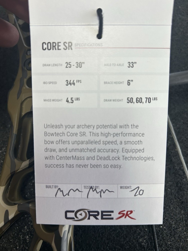 Bowtech Core SR, 60-70lbs, Bottomlands Camo, Right Hand Compound Bow