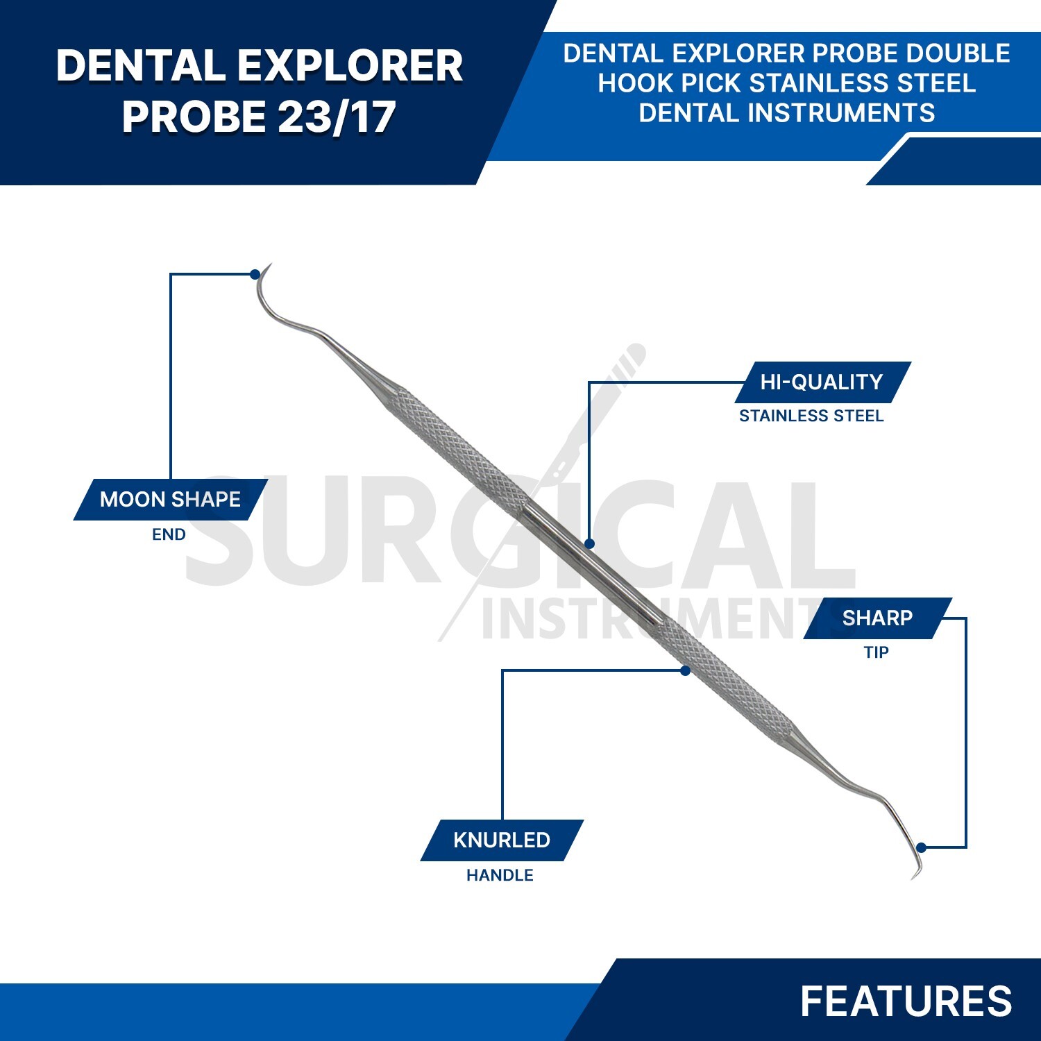 45 Pcs Basic Dental Instruments Set Mirror Explorer College plier German Grade
