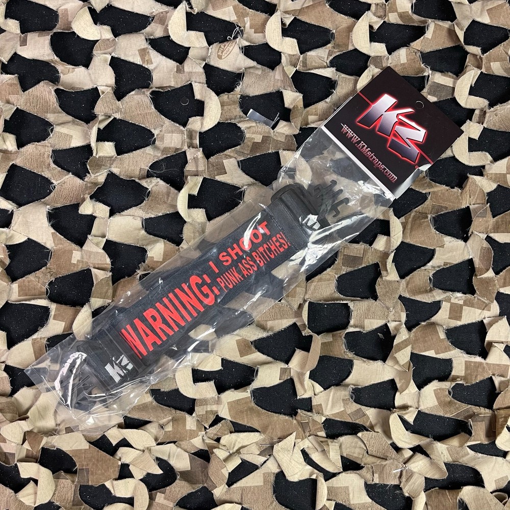 NEW KM Paintball Grill Goggle Strap - Warning