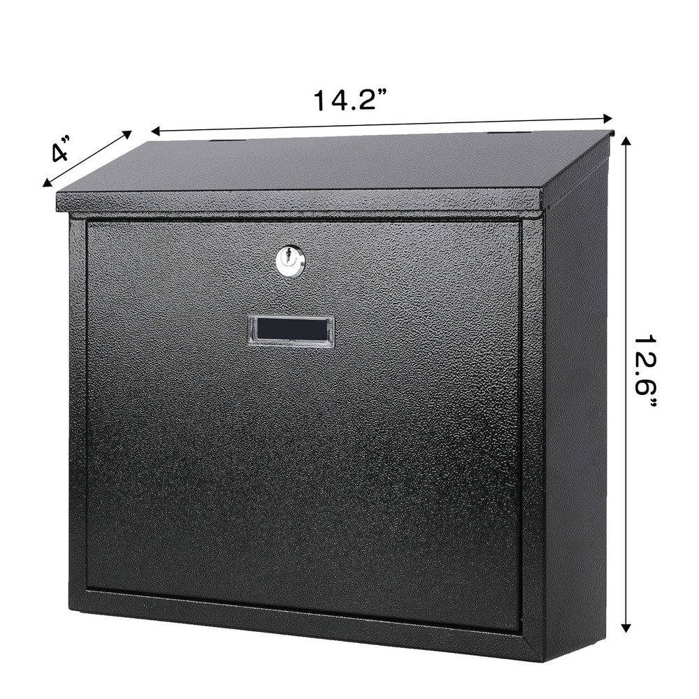 Mail Boxes with Key Lock,Locking Mailbox Wall Mounted,Security Black