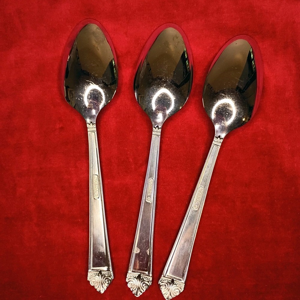 3 Soup Spoon Oneida Eave Glossy Stainless Flatware 7 1/8" Replacement Silverware