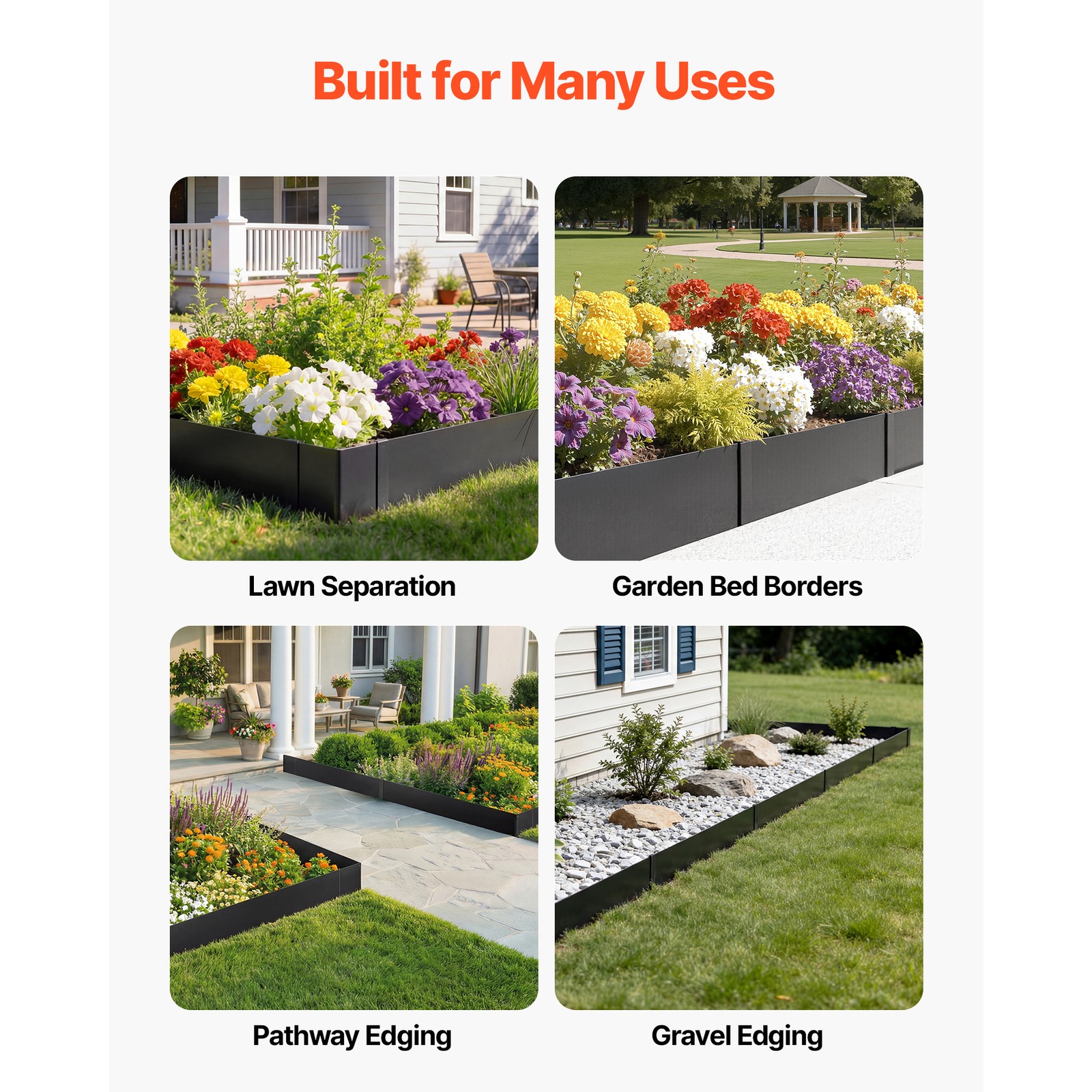 Uimoso Galvanized Steel Landscape Edging 40 x10 in Metal Garden Border, Set of 6