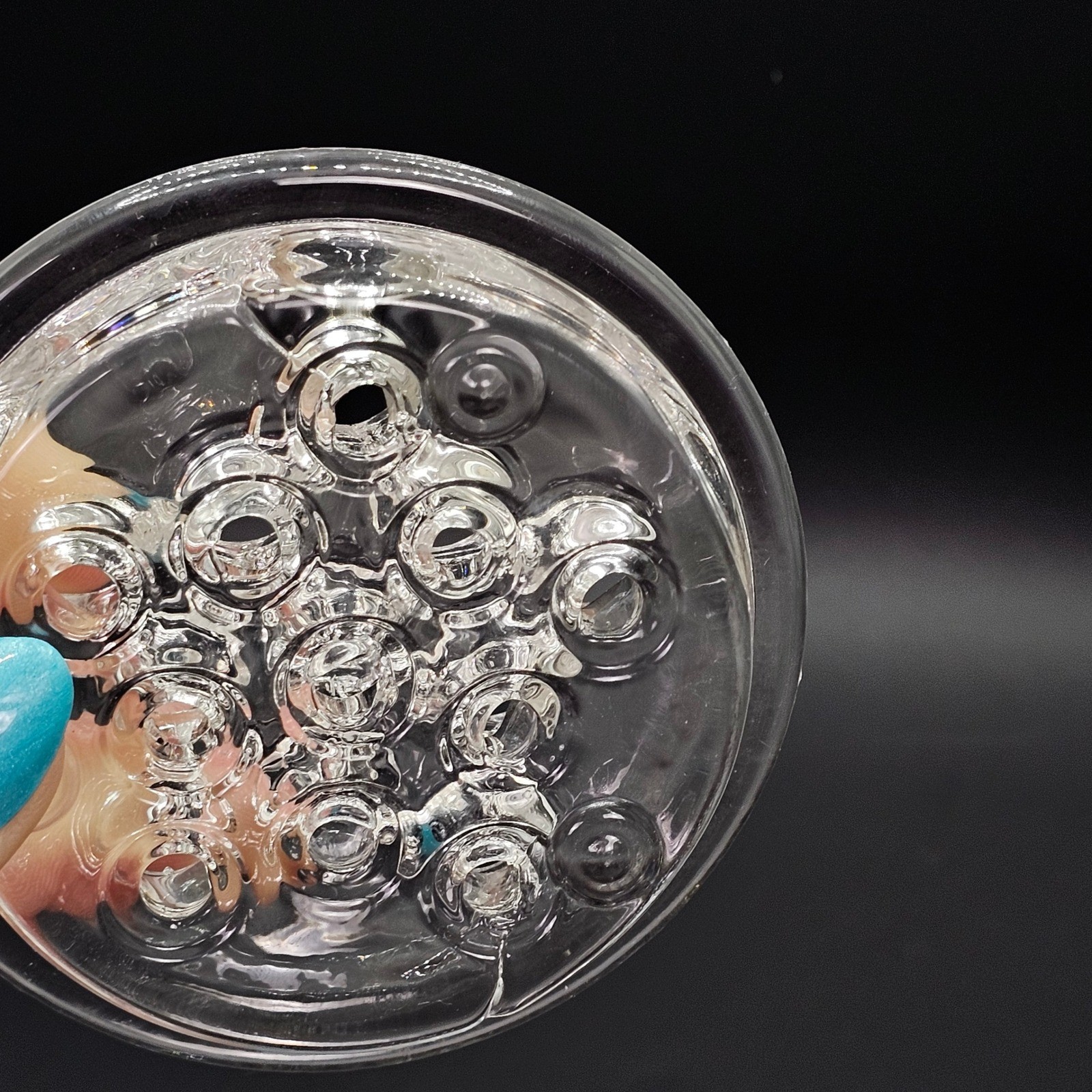 Vintage Clear Glass Flower Frog Floral Arranger Arrangement 11 Holes Round