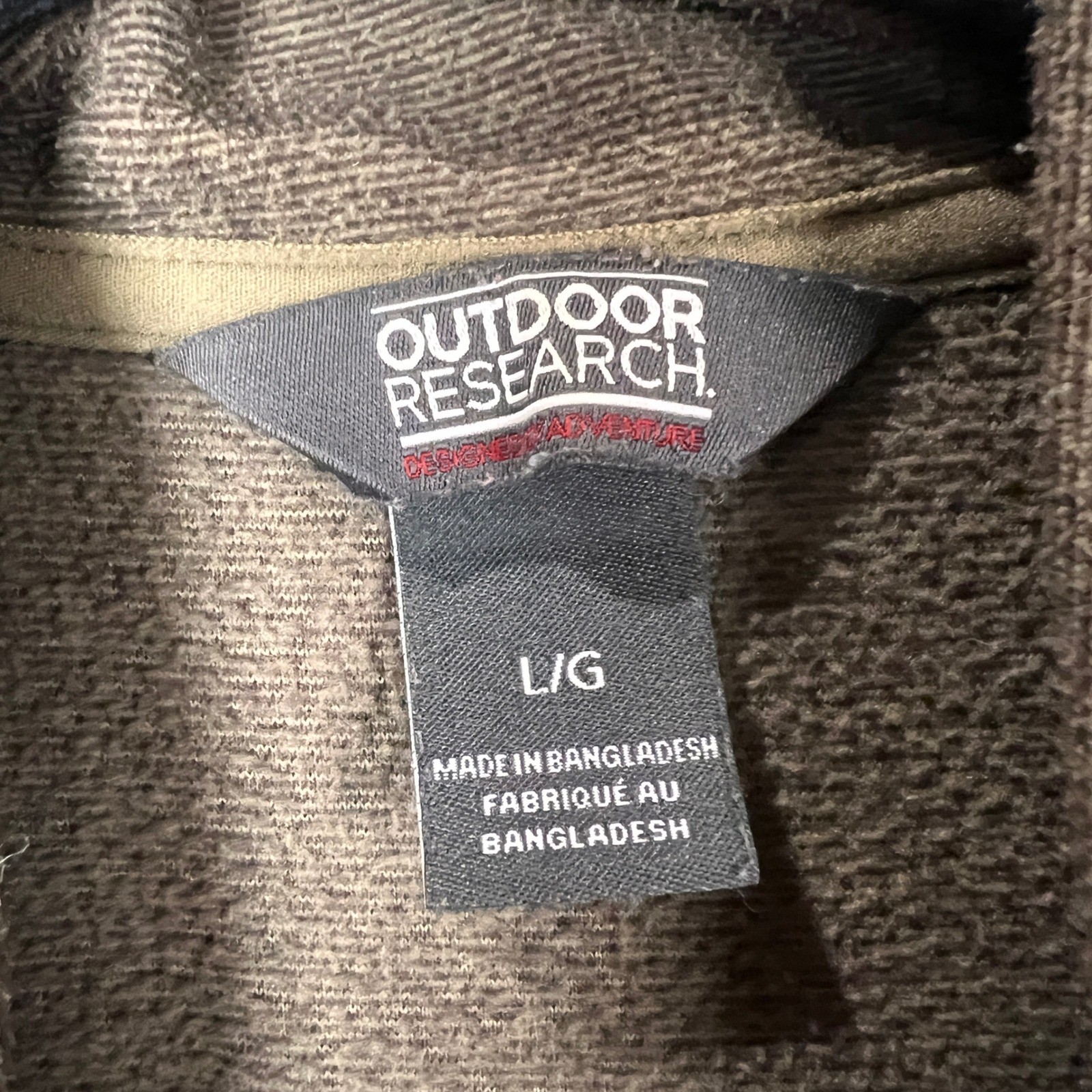 Outdoor Research Quarter Zip Fleece Pullover Men's L G Brown Long Sleeve