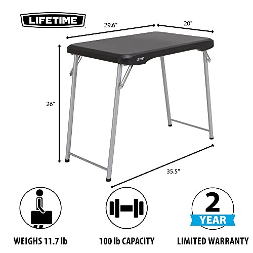 Stacking Compact Folding Table, 30 in. x 20 in., Black and Silver,