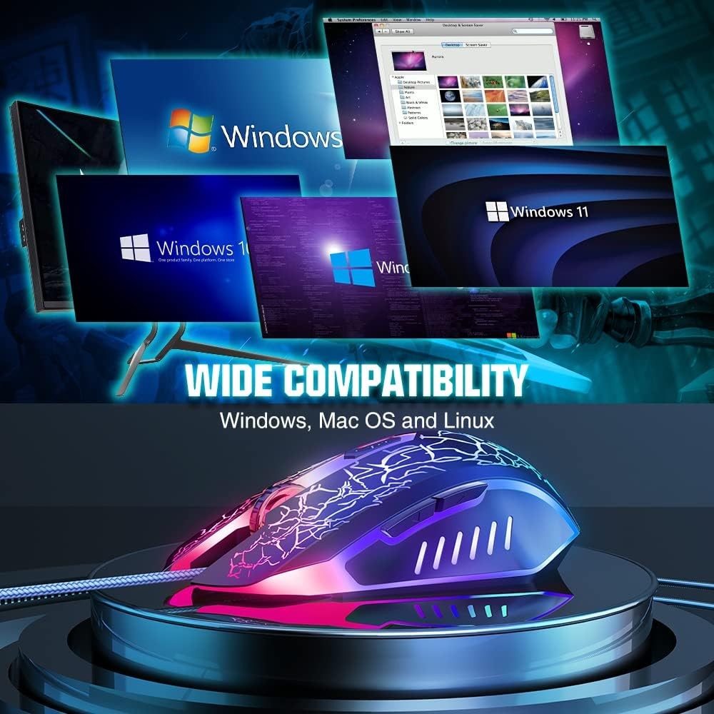 BENGOO Gaming Mouse Wired, Ergonomic Gamer Laptop PC Optical Computer black