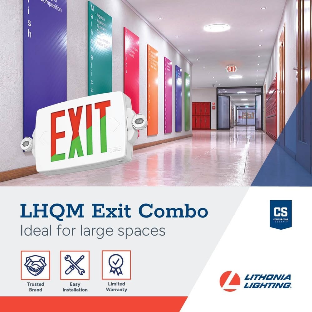 Lithonia Lighting Quantum LED Exit Sign Emergency Light Combo, Exit Sign and ...