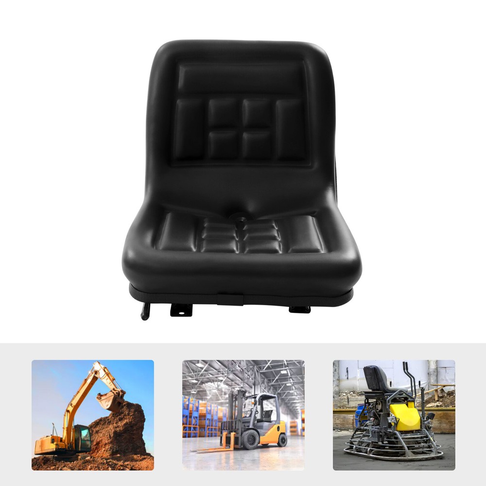 Universal Compact High Back Mower Seat Black Seat with Mounting Bolt Patterns