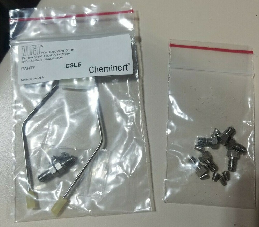 Vici Valco CSL5 Sample Loop for Diaphragm Valves 5ul and extra fittings shown