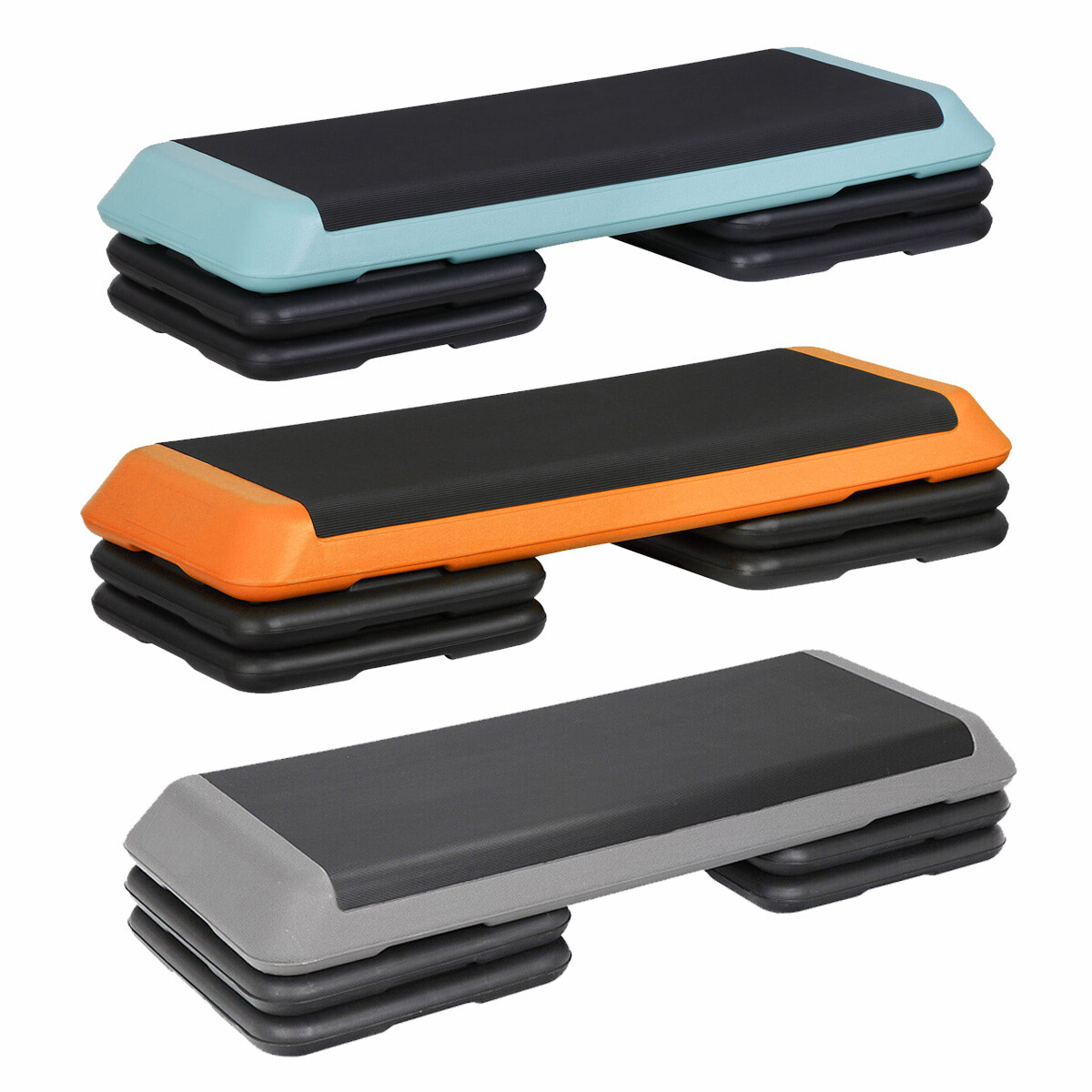 3 Color 43'' Exercise Aerobic Step Platform Adjustable Workout Stepper w/4 Riser