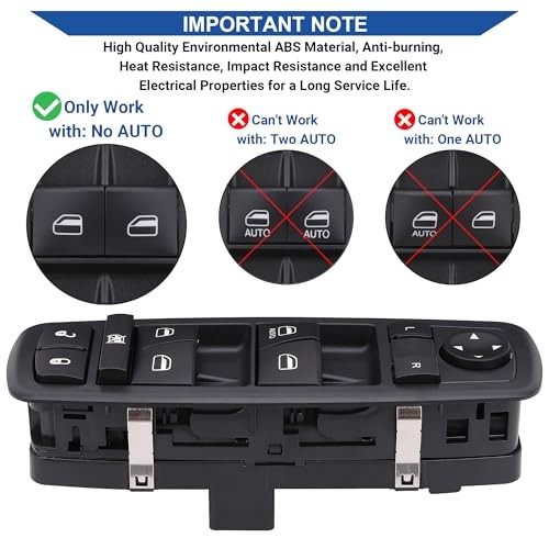 Power Window Switch Control Button 8+13 PINS Driver Side Compatible with