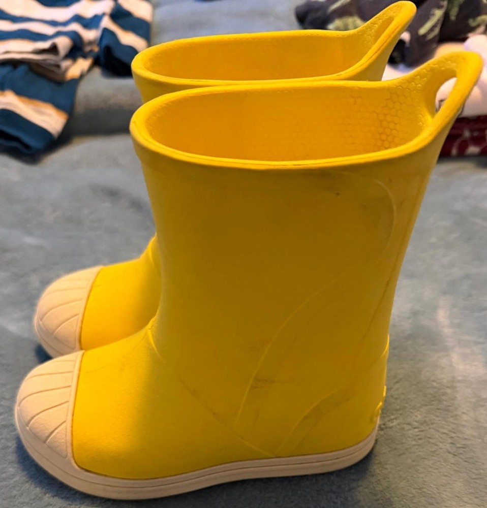 Yellow Crocs Rain Boots with Handle Loops