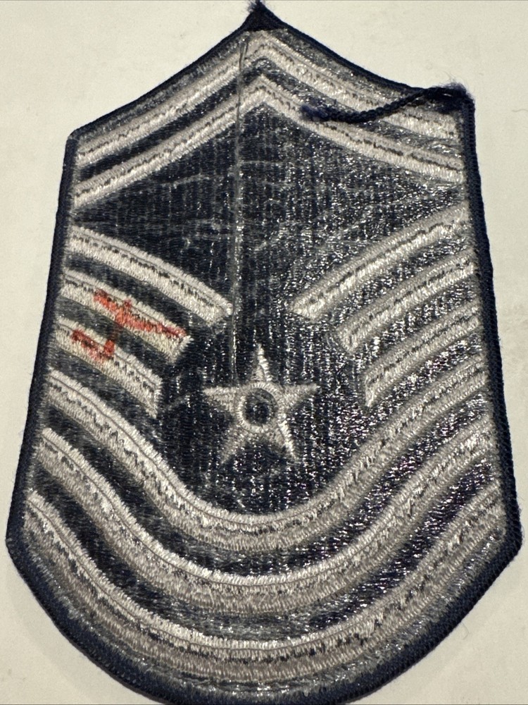 Vtg 4" SINGLE PATCH USAF Air Force CHIEF MASTER SERGEANT RANK CHEVRON Patch