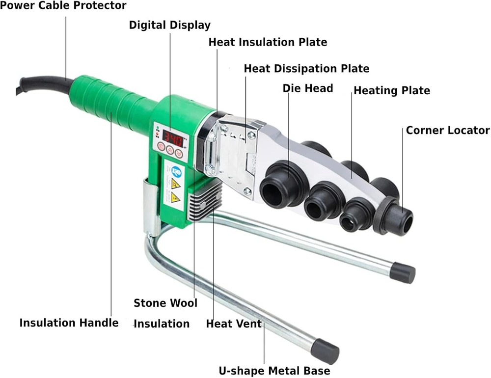 110V Plastic Pipe Welding Tool kit, Adjustable Socket Fusion Pipe Welder with 0.
