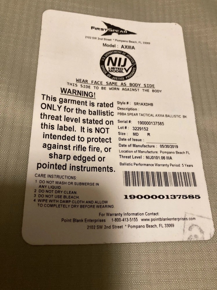 FIRST SPEAR BALCS POINT BLANK IIIA INSERTS