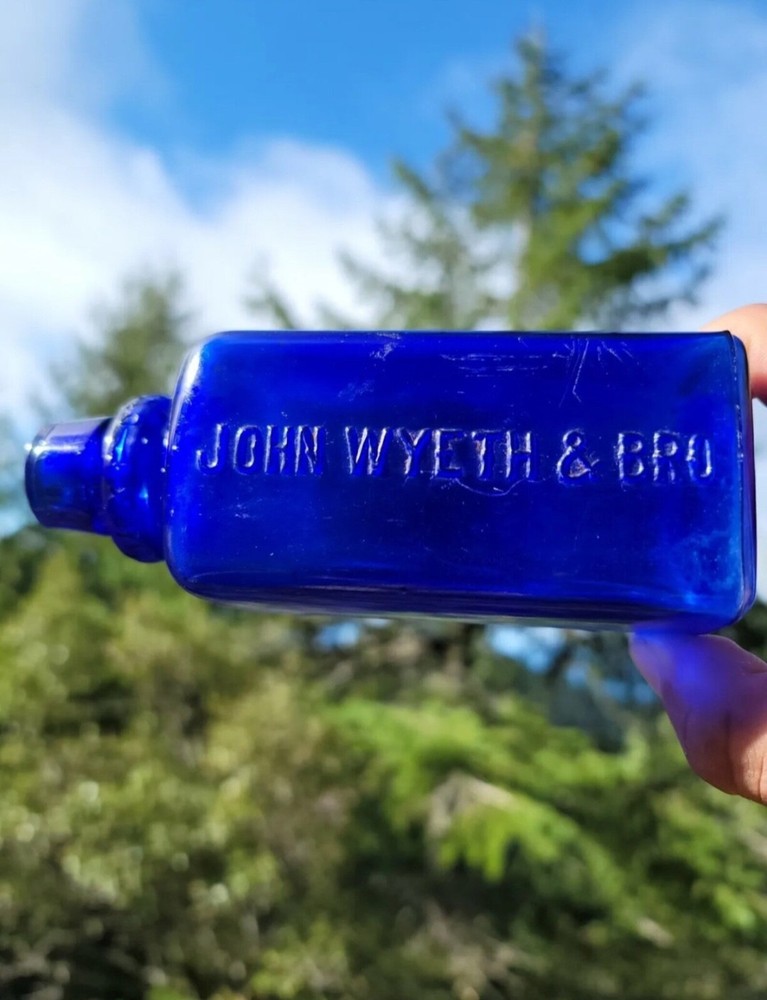 Deep Cobalt John Wyeth Eye Cup Bottles w/ Eye Cups