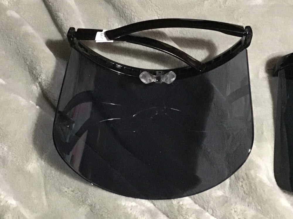 2 black plastic face shields new with tags