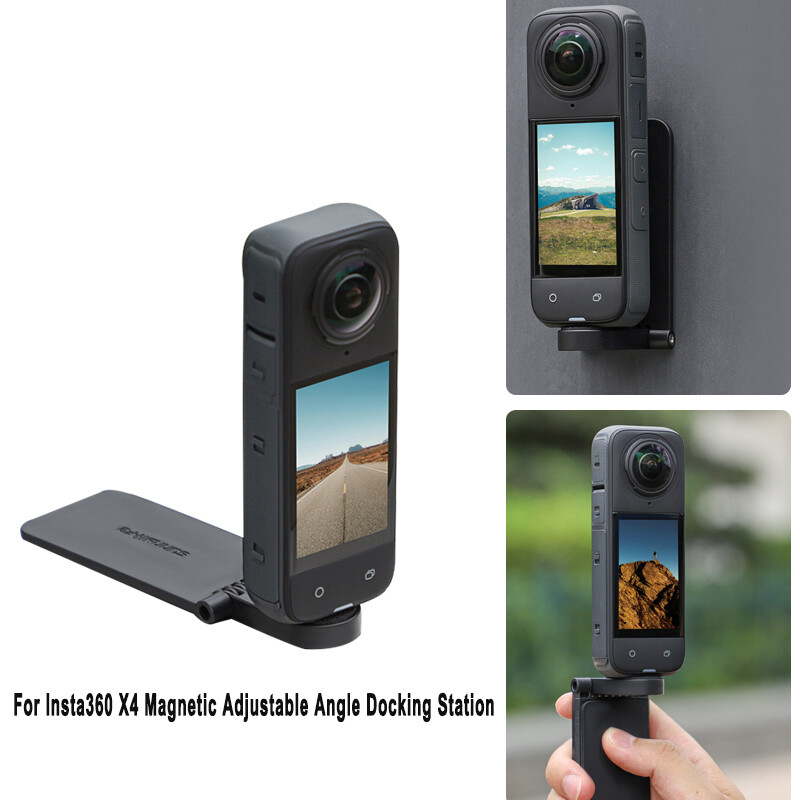 For Insta360 X4 Magnetic Adjustable Angle Base Camera Handle Scene Stand Black