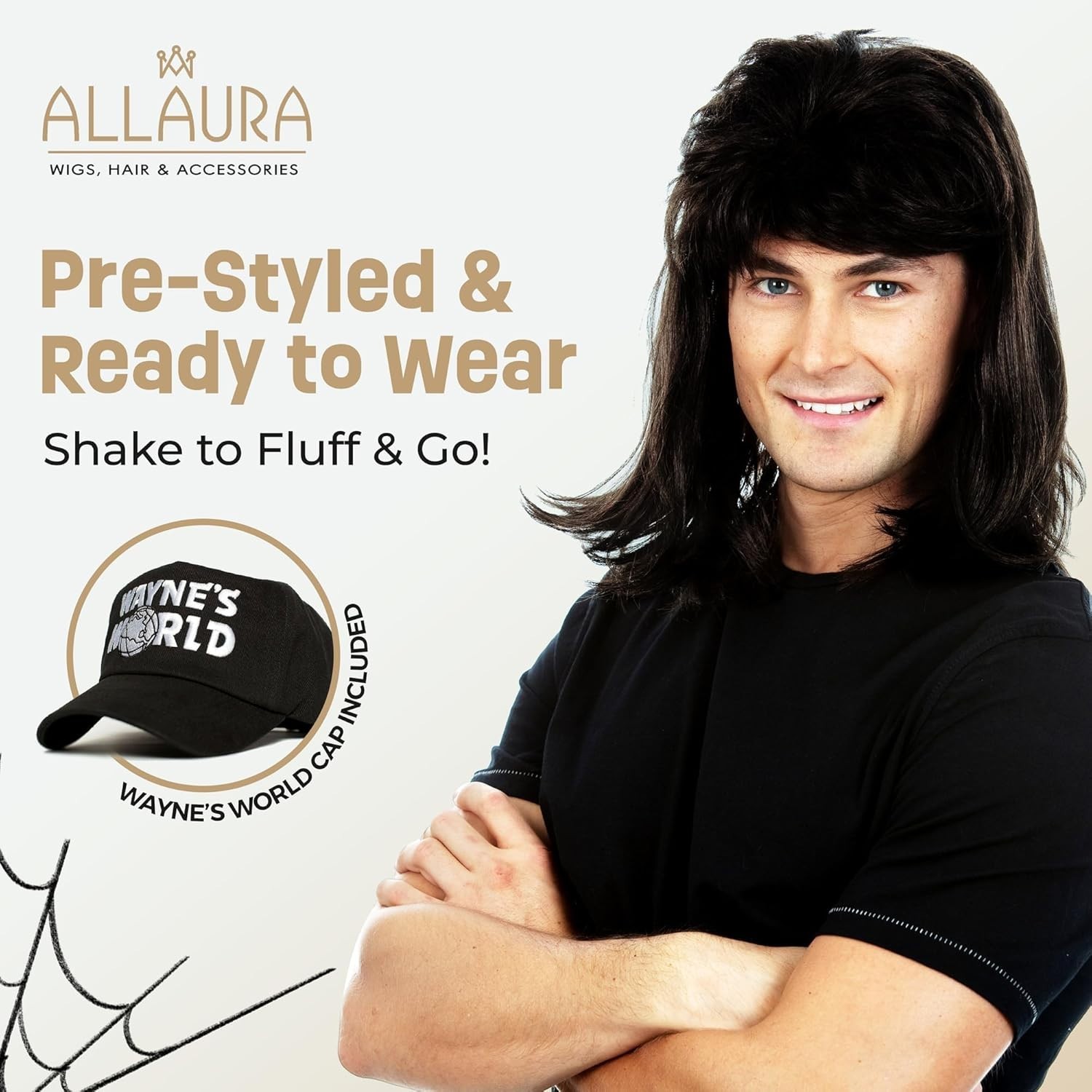 Waynes World Duo Wig Costume Garth & Wayne Cosplay NWT