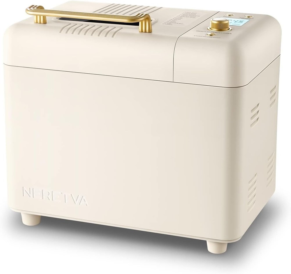 Neretva Bread Machine, 2.2LB 15-In-1 Bread Maker, Dual Heater Breadmaker Machine
