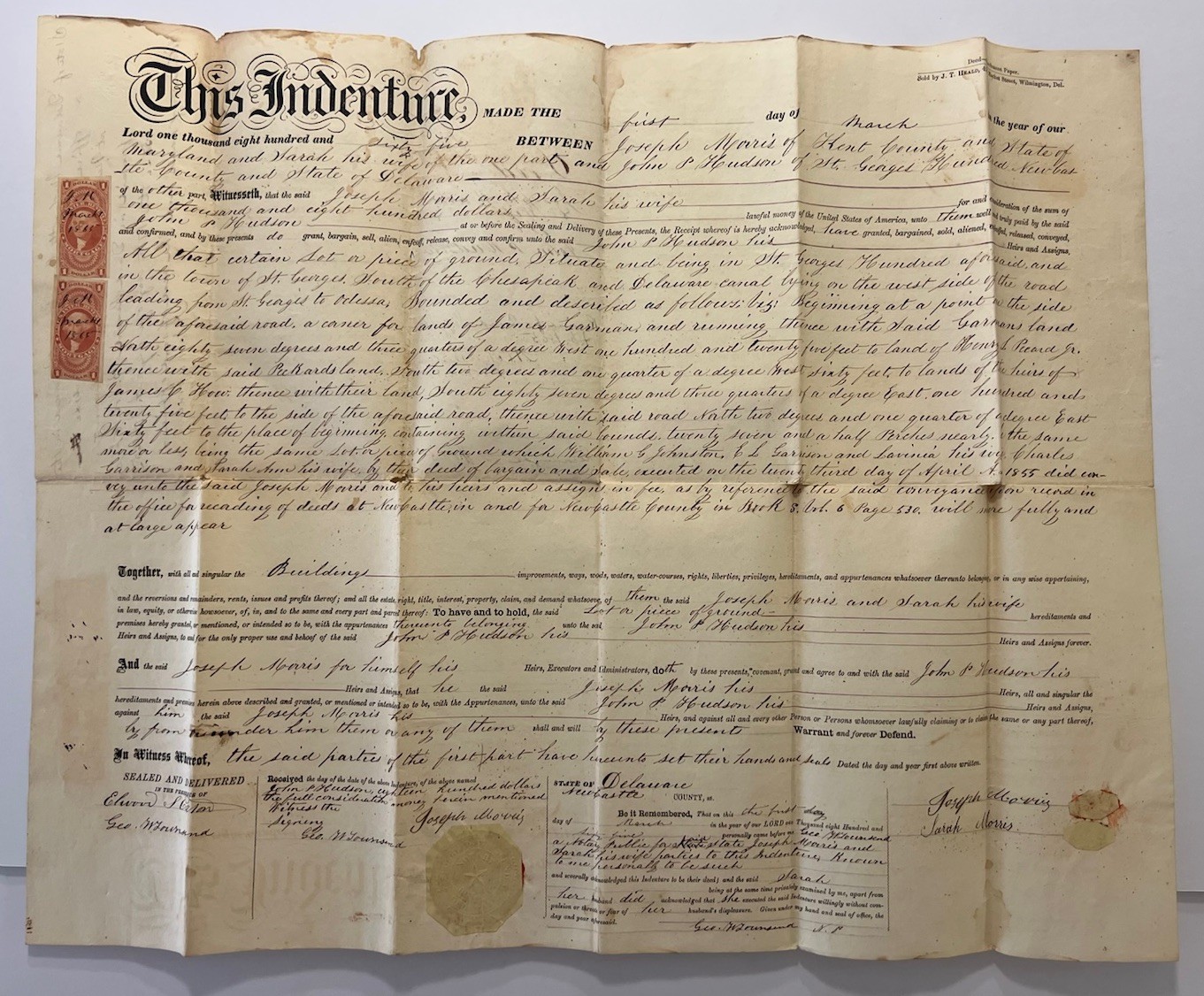 Antique 1865 Deed, 1899 Deed & Mortgage, and 1906 Mortgage Documents - Delaware