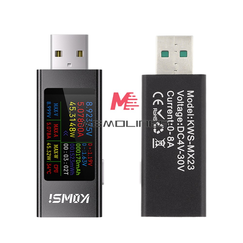 1.06" IPS Multi-function USB Tester Voltage Ammeter Power Meter DC 4-30V 0-8A