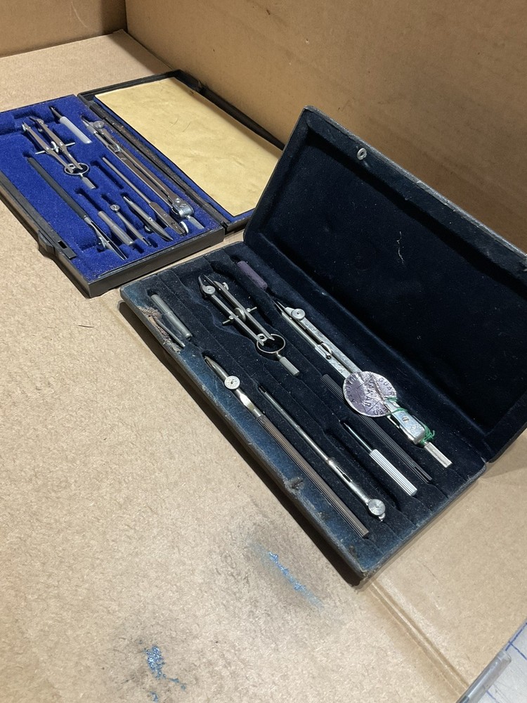 2 Sets Of Drawing Instruments. Both Complete