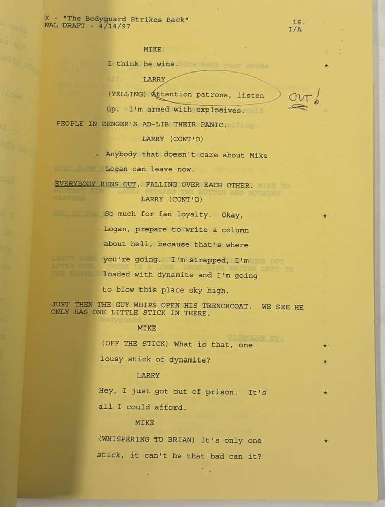 TED DANSON INK TV SCRIPT 1997 ANNOTATED “Bodyguard Strikes Back” Harry Hamlin