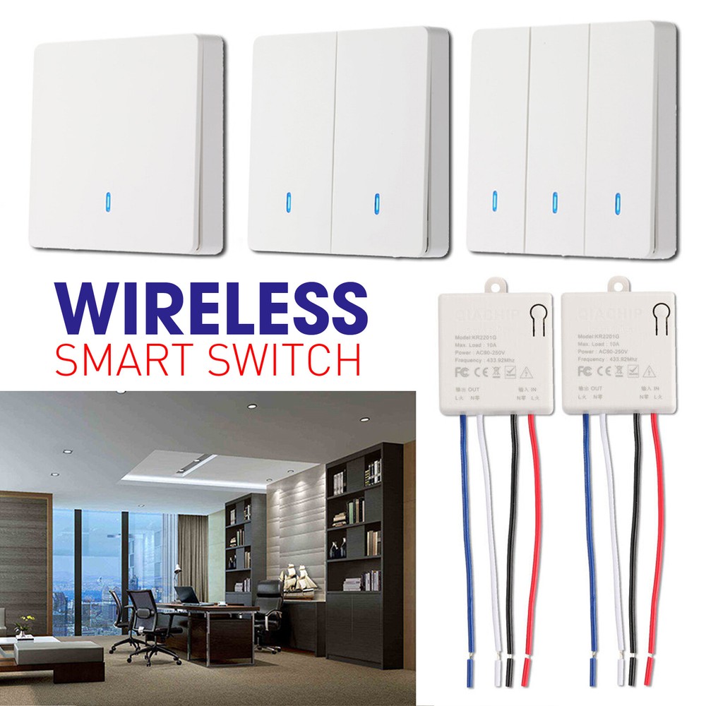 Smart Switch Light Wireless RF-433Mhz Wall Panel Switch Remote-Control Receiver