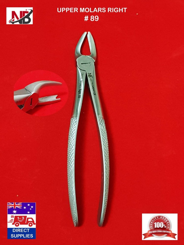 #89 DENTAL EXTRACTING EXTRACTION FORCEPS,UPPER MOLARS RIGHT 89,SERRATED HANDLE