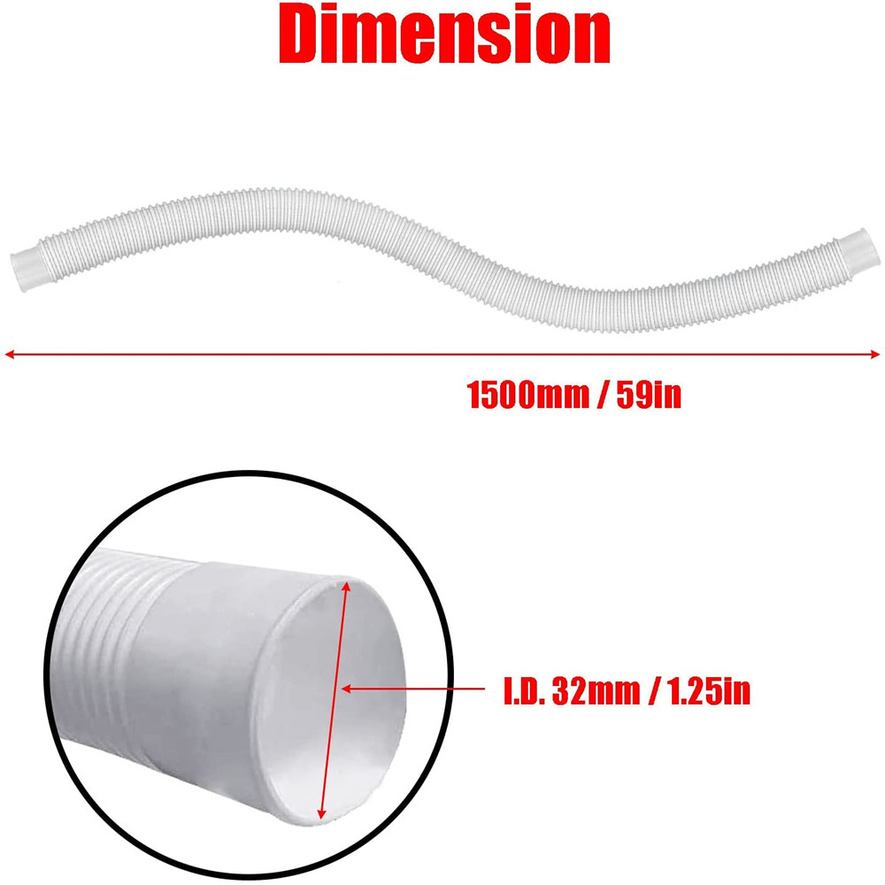2PCS For Intex 1.25" Diameter Accessory Pool Pump Replacement Hose - 59" Long