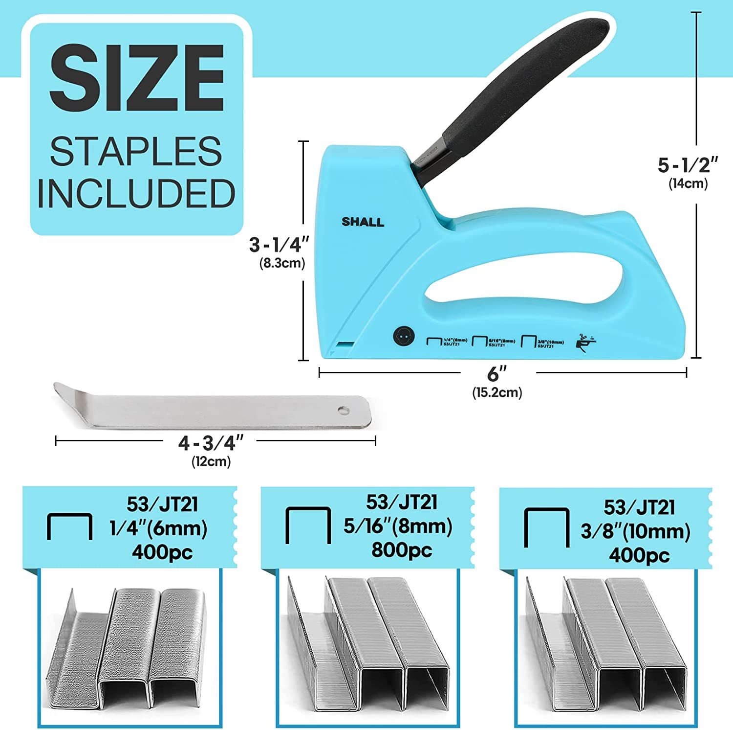 SHALL Light Duty Staple Gun -Upholstery Staple Gun with 1600pcs Staples