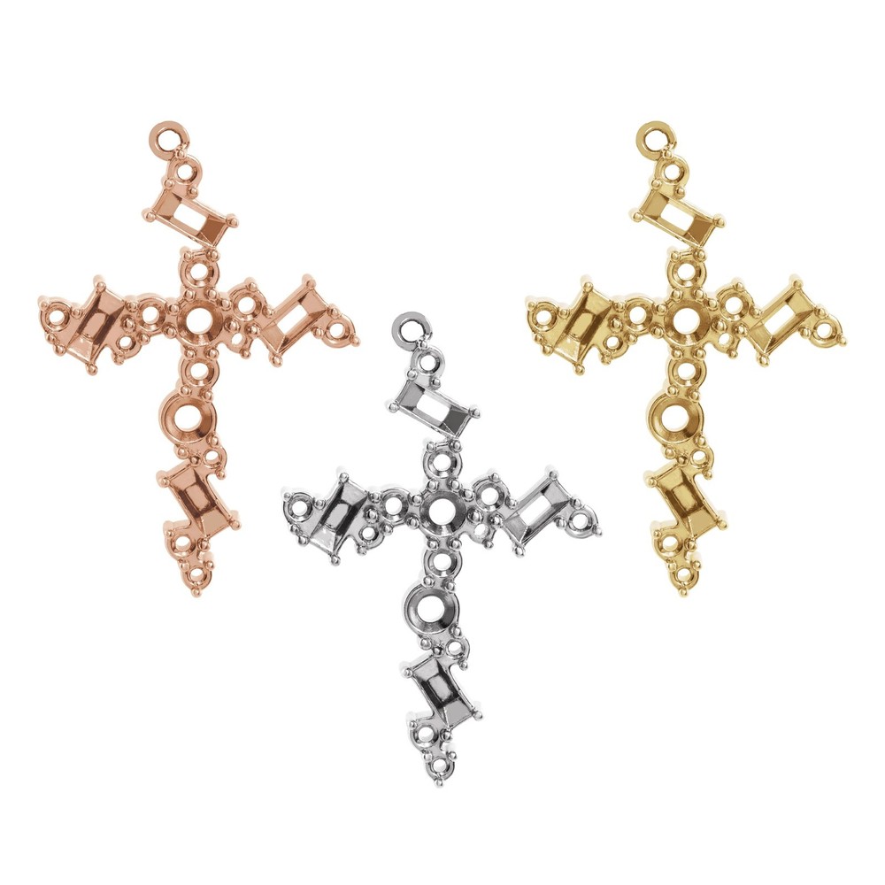 14K 18K Gold, Platinum & Silver Accented Cross Dangle