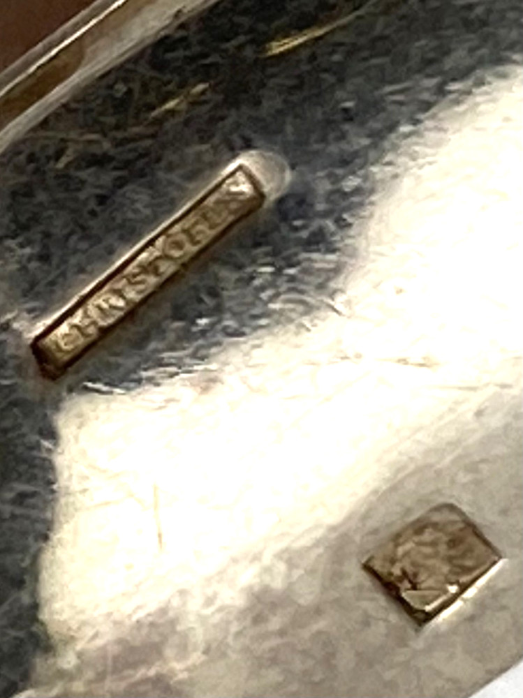 BEAUTIFUL ANTIQUE CHRISTOFLE SMALL BONE HOLDER, SILVER PLATED, MARKED c1930 g