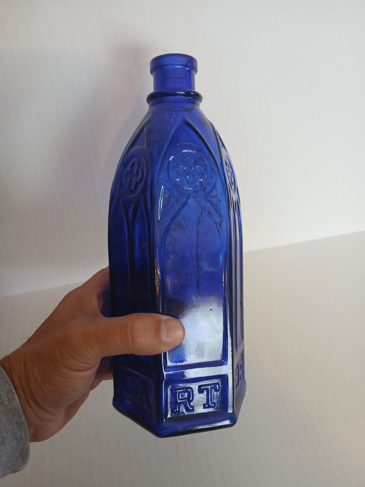 ANTIQUE 9.75" CARTER'S CATHEDRAL MASTER INK BOTTLE, Cobalt Blue Glass, 1920s Era