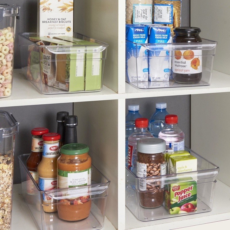 Clear Plastic Fridge Organizer Bins 4 Pack Stackable Storage Freezer Safe New