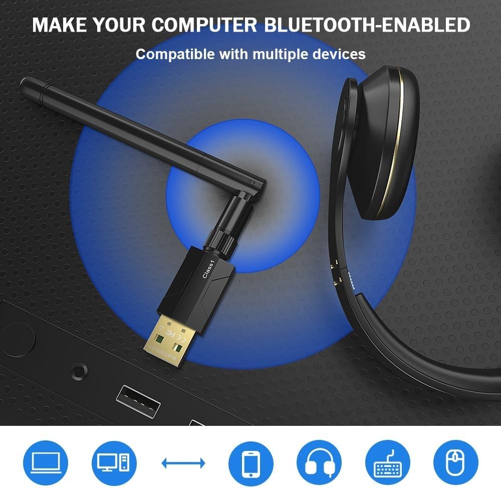 High-Performance USB Bluetooth 5.1 Adapter: Extend Your Wireless Range to 300FT