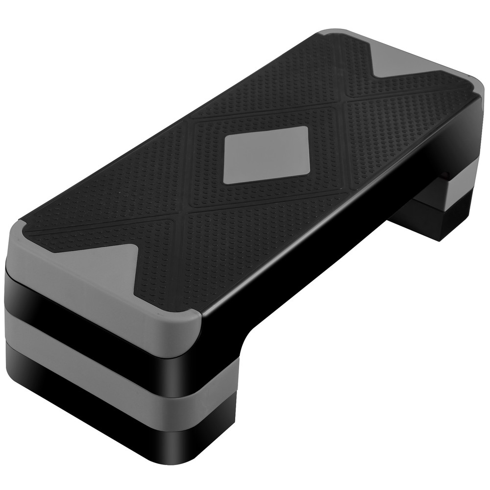Aerobic Step Platform Exercise Step Adjustable Height 4"-6''-8' w/4 Risers Grey