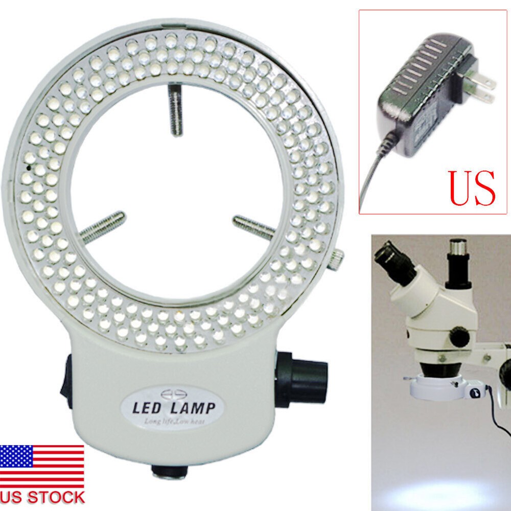 Adjustable 144 LED Bulb Ring Light Lamp with US Plug for Stereo Microscope
