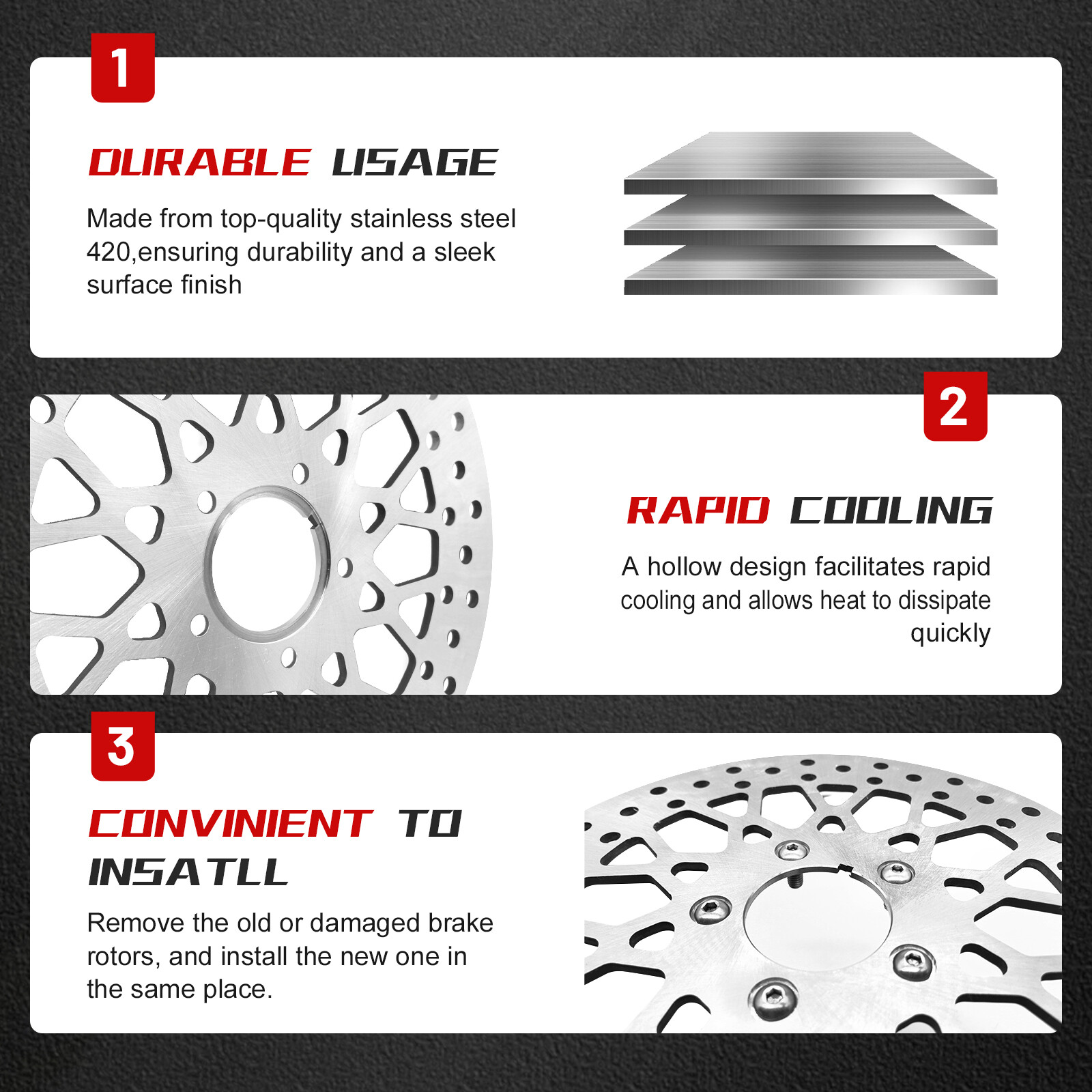 11.5'' 2 Piece Harley Rotor brushed Stainless for Harley DavidsonTouring Bagger