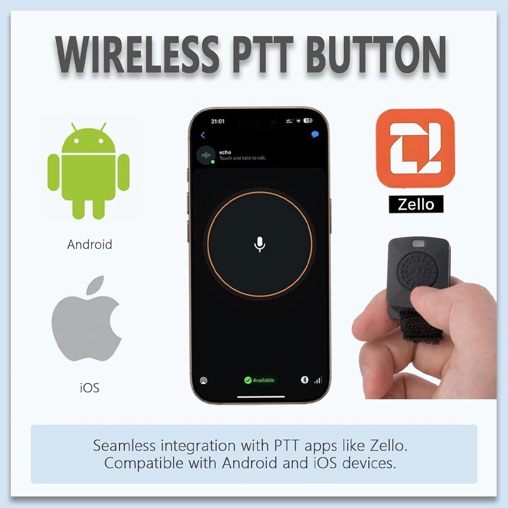Bluetooth PTT Switch Zello Wireless PTT Button for iOS & Android Walkie talkies