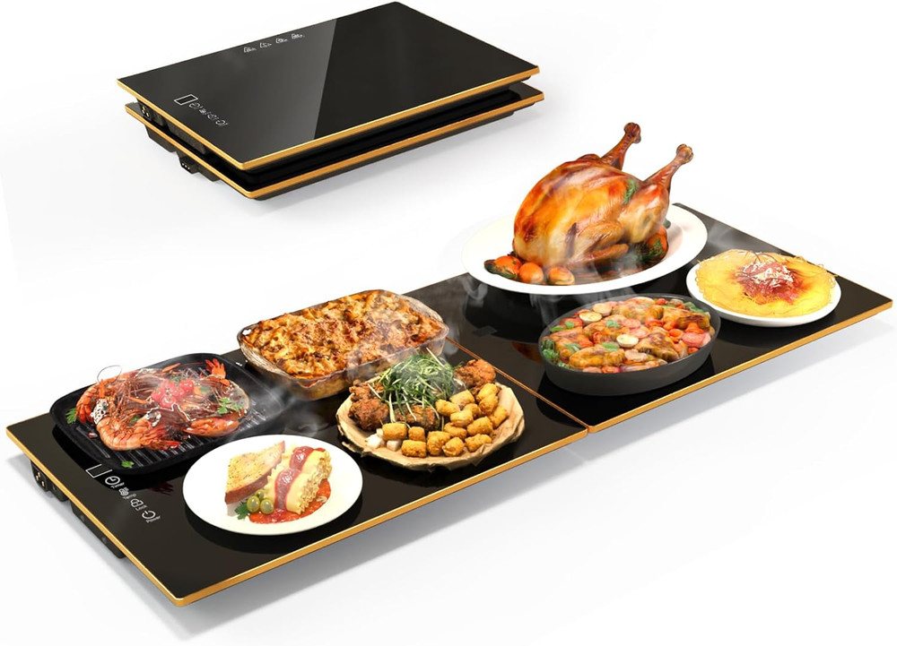 Food Warmers for Parties Buffet, （31.5"X12"） Assemblable Stackable Electric Warm
