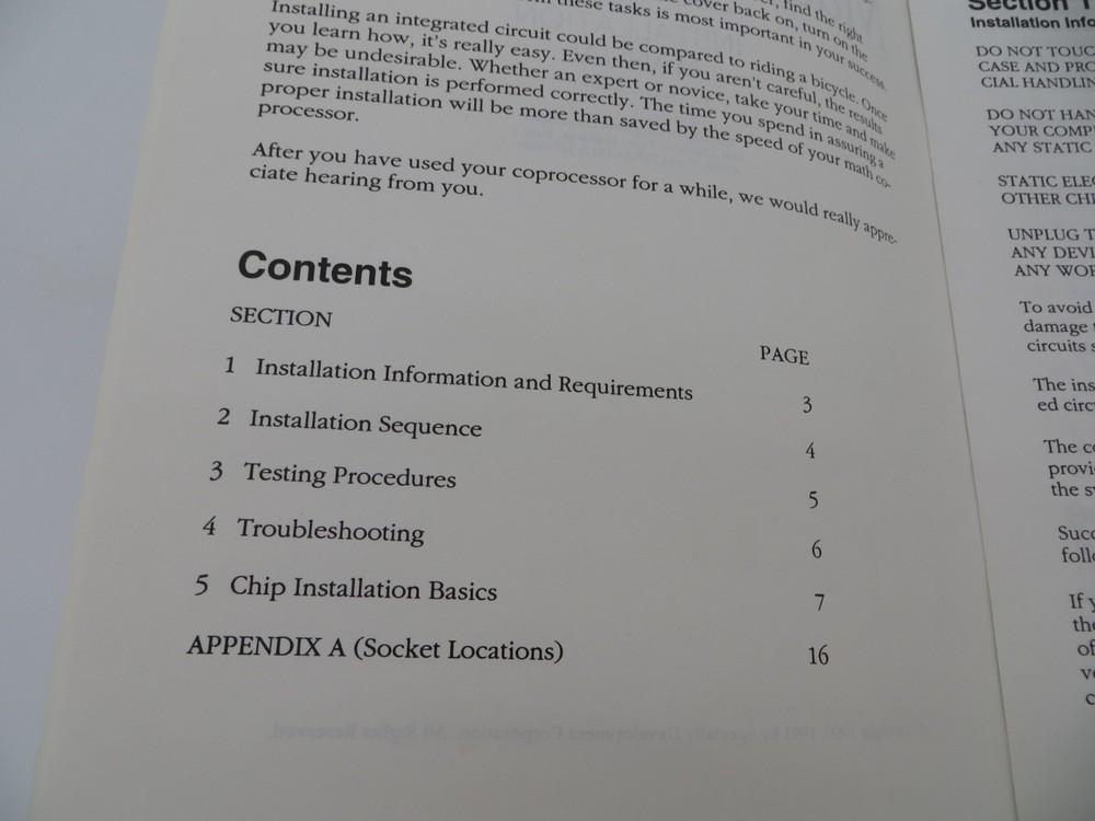 5.25" Floppy Disk & Manual for Advanced Math CoProcessor vintage computer disc