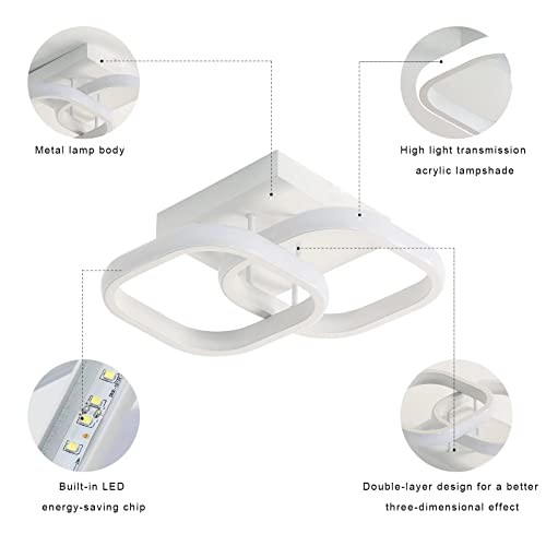 Small Ceiling Light, Square Modern LED Ceiling Light Fixture, White-6500K